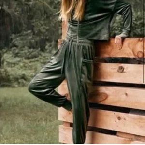 Off-line by aerie, green velvet hoodie, size large